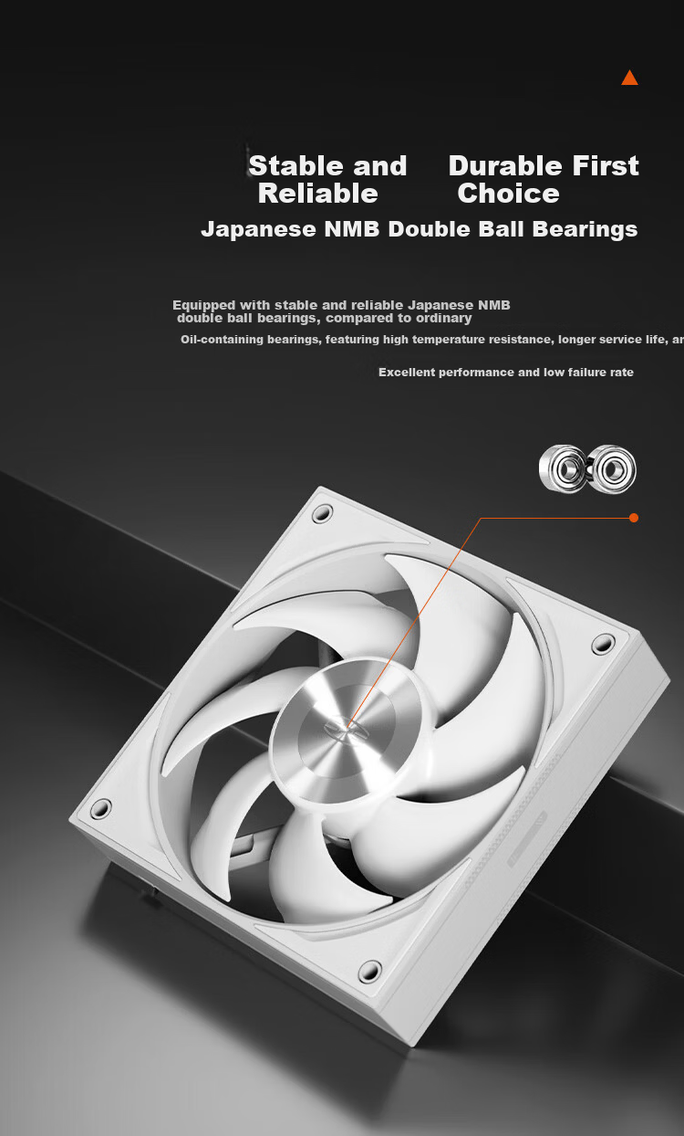 PCCOOLER Curved Blade F5T120 White 12cm Case Fan (PWM Daisy Chain/Double Ball Bearings/Includes 4 Locking Screws) 7