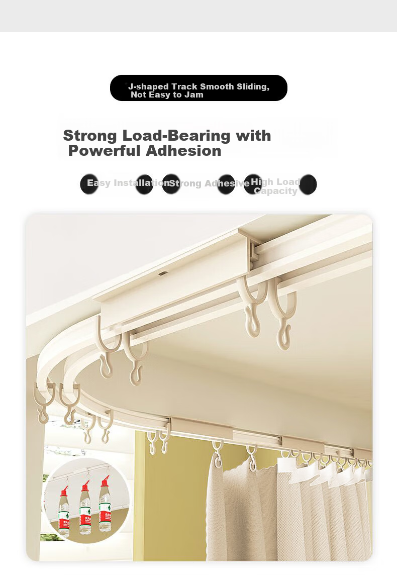 YANYANGTIAN Student Dormitory Strong Blackout Adhesive U-Shaped Rail Bed Curtain 0.9m Bed [Suitable for Bunk Beds] 2