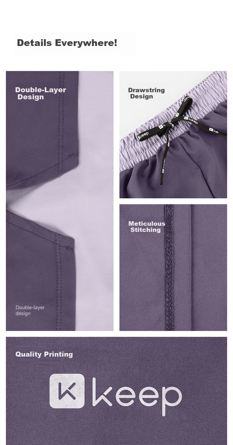 Keep Men's Swim Trunks Double-Layer Sports Running Boxer Briefs Swimming Shorts Hot Spring Swimwear 120 Purple 3XL 9