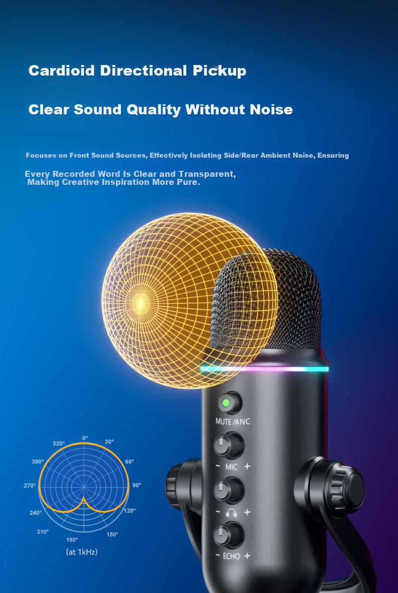 Good Shepherd USB Desktop Microphone Gaming Live Streaming Condenser Microphone for PC Mobile Karaoke Voiceover Noise-Canceling Recording Mic 5