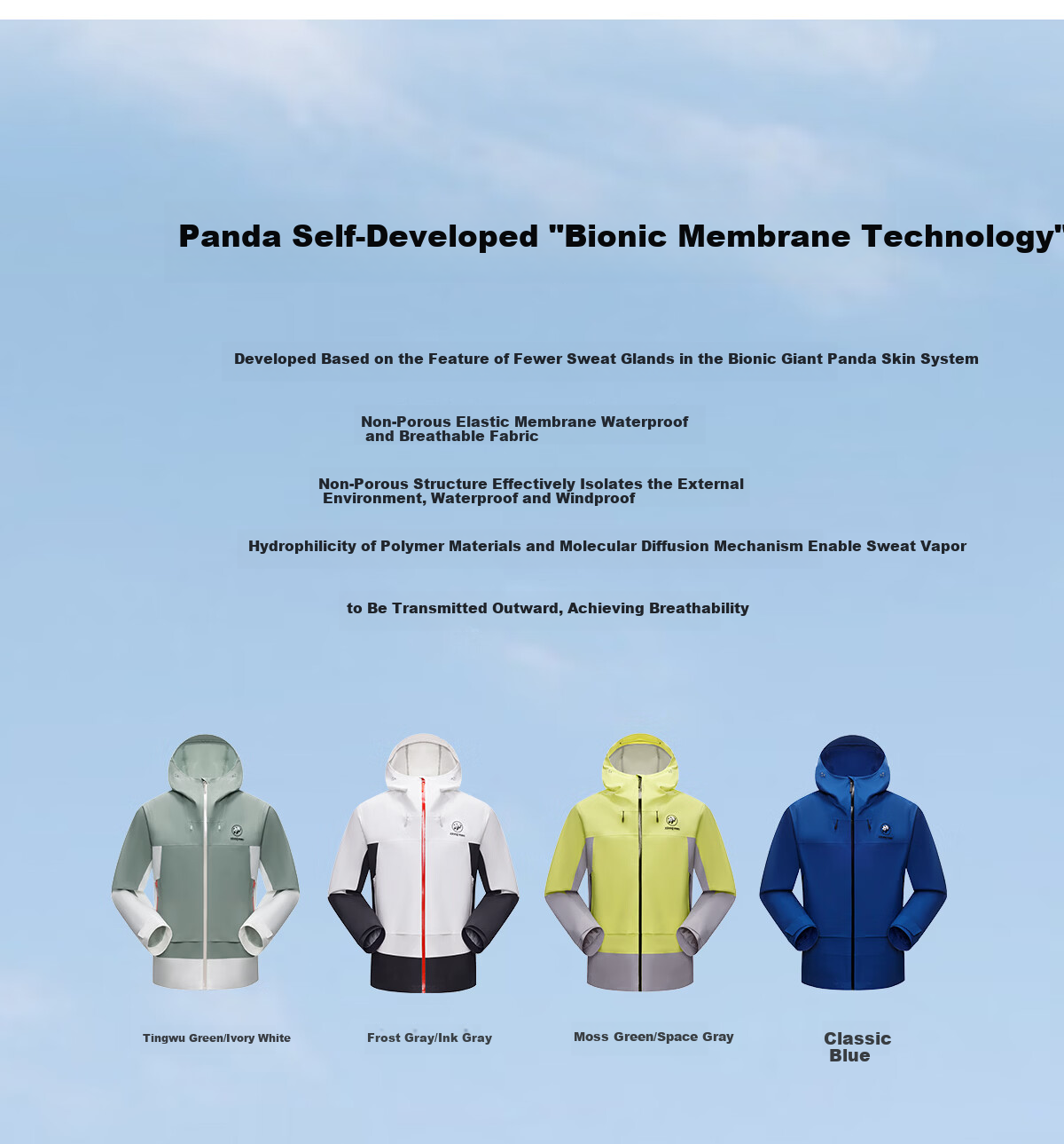 Panda Windproof and Rainproof Jacket Unisex 2026 Spring Summer Heavy Rain Waterproof Durable Outdoor Hiking Mountaineering Coat B076 3