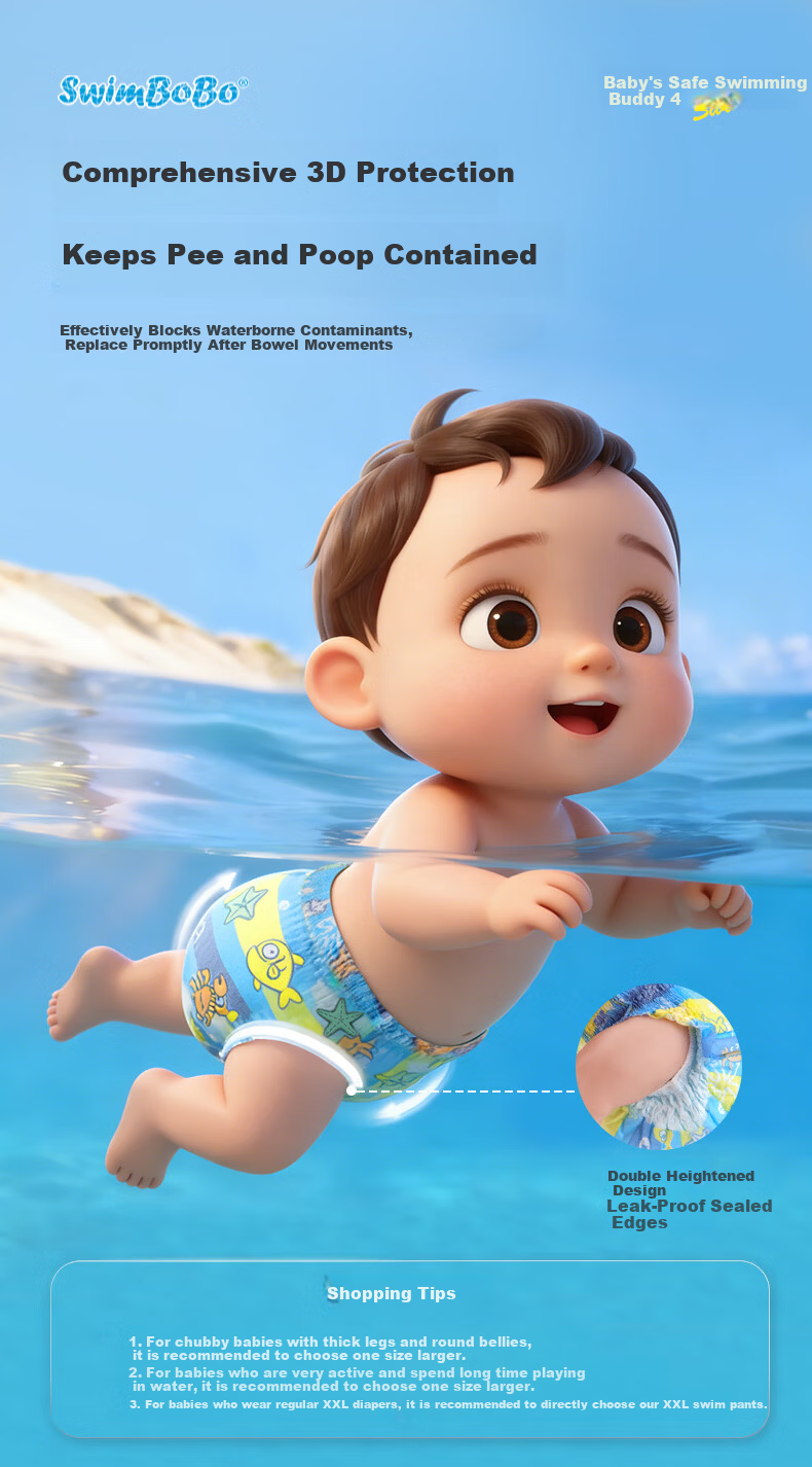 Swimbobo Baby Swimming Pants Disposable Waterproof Swim Diapers for Boys and Girls 6-Pack XXL Size 5