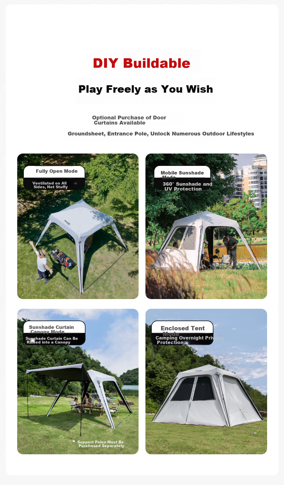 Westfield Outdoor Self-Standing Quick-Open Dome Canopy Tent for Camping, Park Picnic, Rainproof, Blackout Sunshade Shelter 3