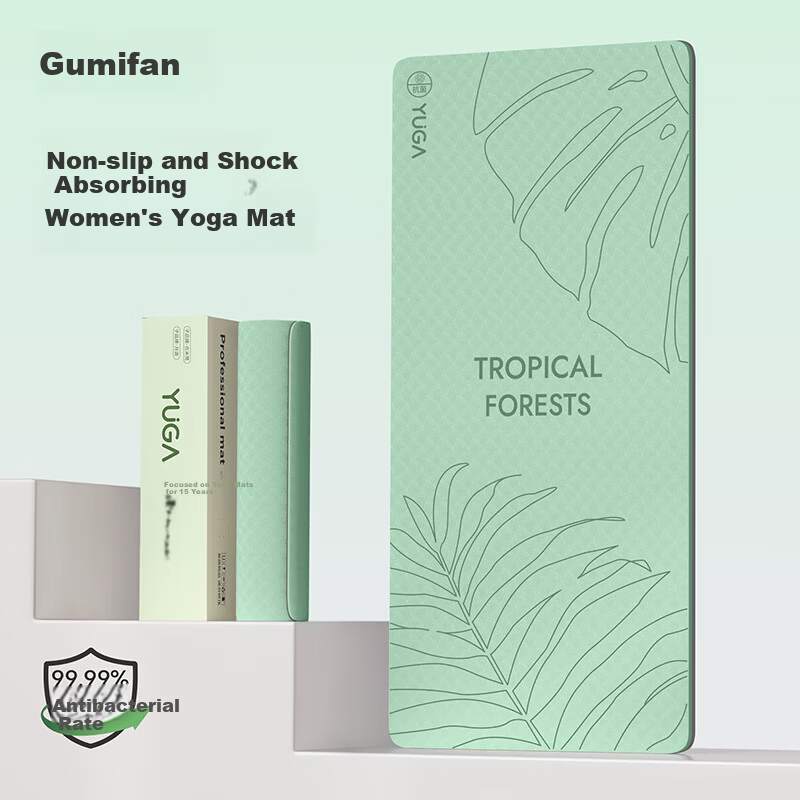 Gumifan Tropical Forest Yoga Mat for Women Non-toxic Home Use Pregnant Fitness Mat Non-slip Shockproof Thickened Exercise Mat