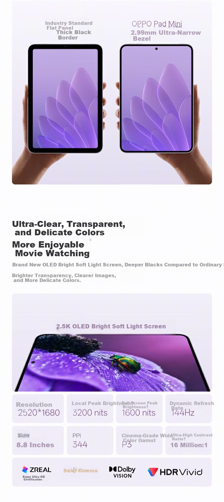 OPPO Pad Mini National Subsidy 8.8-inch Tablet 5th Gen Snapdragon 8 Flagship 12GB+512GB Mint Green Office Study Gaming Entertainment Tablet 6