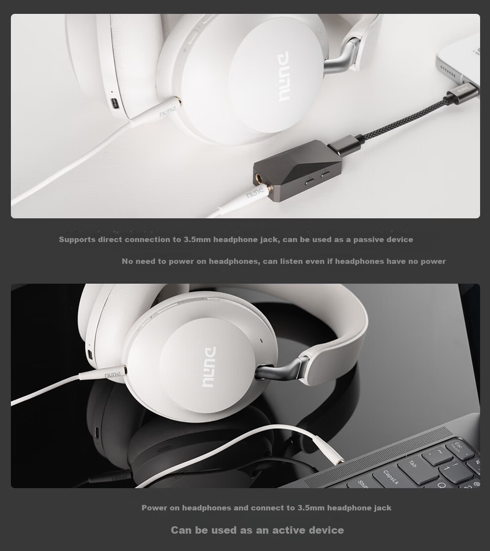 DUNU DBH 500 Over-Ear Wireless Bluetooth Headphones Active Noise Cancelling HiFi Dynamic Driver 3.5MM Single-End USB Wired Headphones for Mobile Phone Computer Tablet Bluetooth 5.4 Black 9