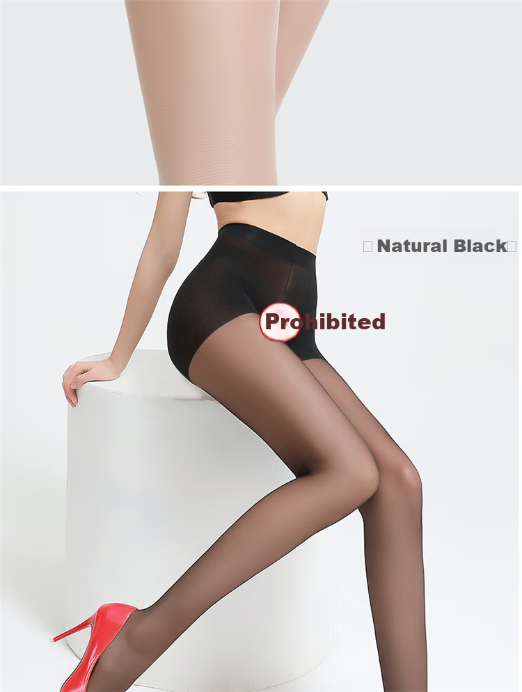 LangSha Stockings Open Crotch No-Drop Sexy Ultra-Thin Sheer Pantyhose for Women, 6 Pairs Pack, 3 Black + 3 Nude 13