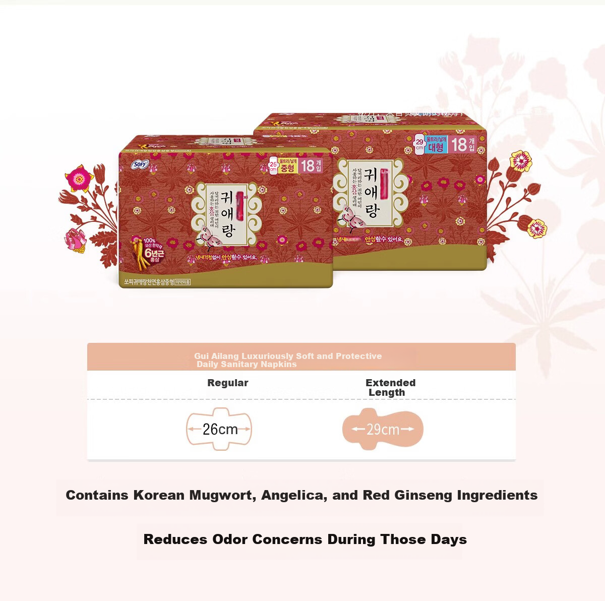 Gui Airang Korean LG Imported Red Ginseng Daily Sanitary Napkins 260mm 18 Pieces 1 Pack 2