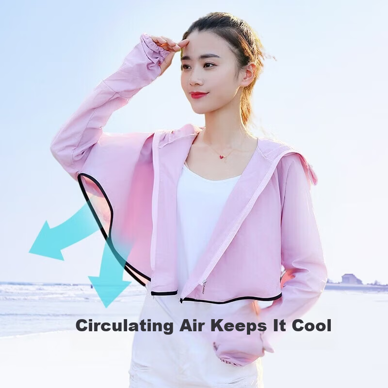 BWNK Sun Protection Jacket with Face Mask and Sunshade Hat, Integrated Cycling and Travel UV Protection Breathable Sunproof Clothing, Light Green 2