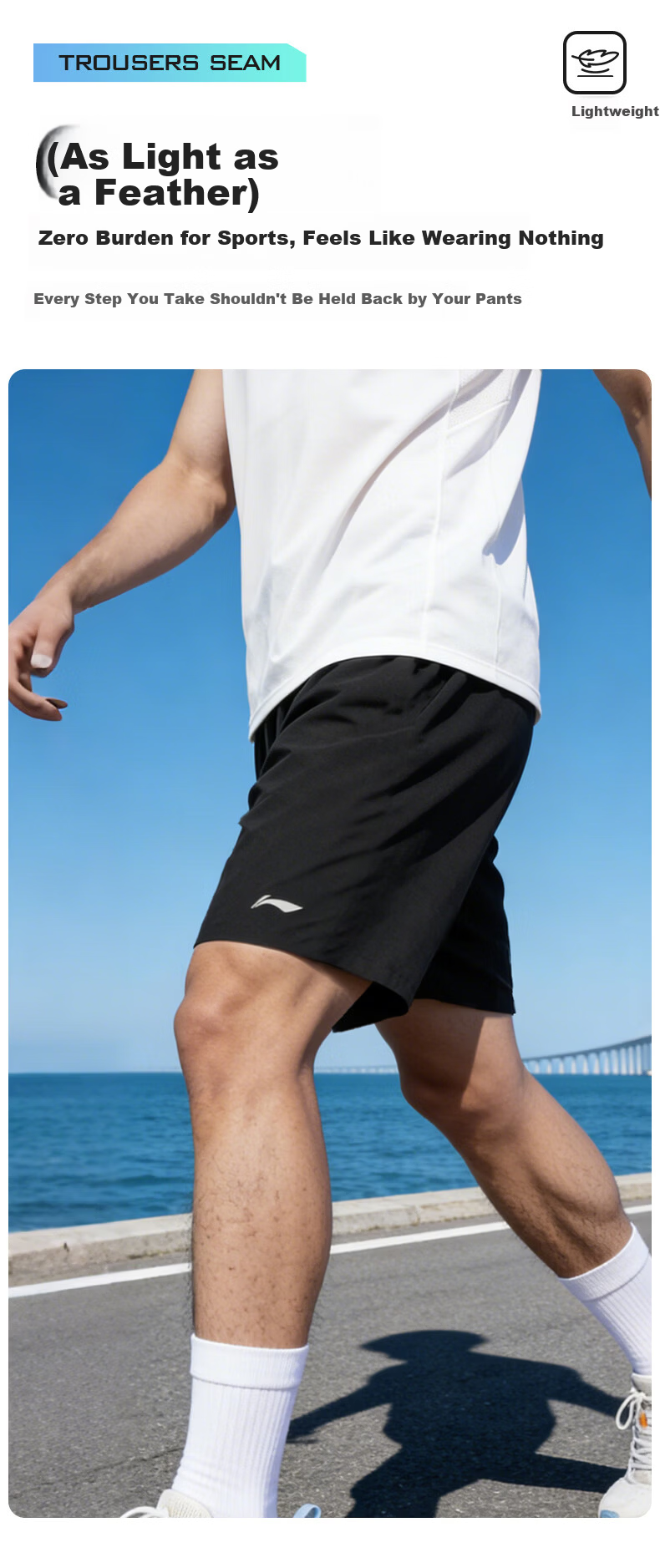 LI-NING Men's Summer Quick-Dry Ice Silk Breathable Running Fitness Shorts Lightweight Loose Sportswear 6