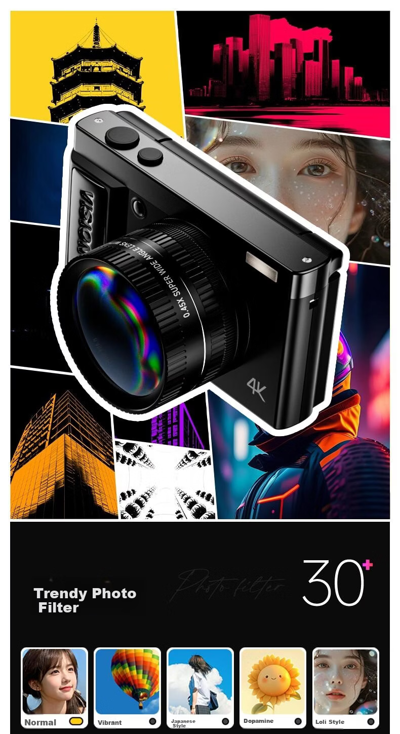 Patriot D9/E9PRO Flip Screen Selfie Student Digital Camera Birthday Gift for Girls Entry-Level Campus HD Travel Alternative CCD White 128GB Children's Day Gift 8
