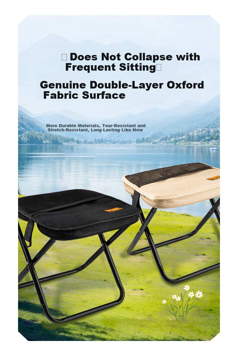Grsaed Outdoor Folding Chair Portable Stool Fishing Chair Picnic Travel Camping Foldable Stool Black with Strap Large 5