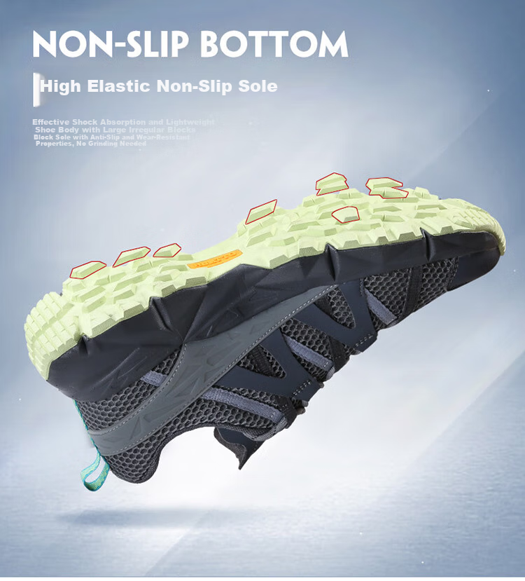 HUMTTO Summer Mesh Hiking Shoes Non-Slip Shock Absorption Outdoor Men's Mountaineering Shoes Breathable Casual Men's Shoes Blue Gray Size 40 5