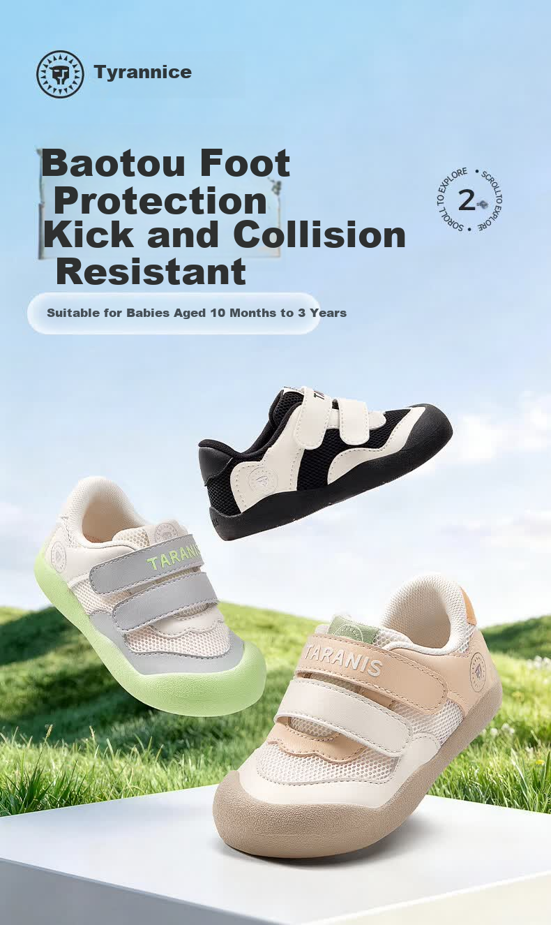 TARANIS Baby First Walking Shoes Spring New Anti-Kick Soft Sole Lightweight Toddler Shoes for Boys and Girls White/Apricot Size 24 1