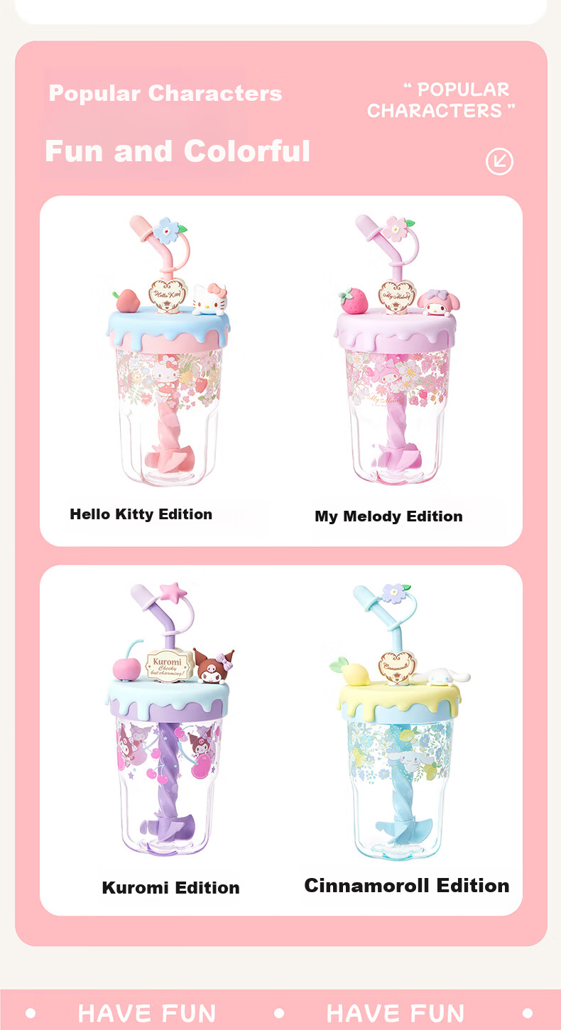 MINISO Sanrio Characters Straw Stirring Cup for Girls High-Value Cup 560mL (My Melody) 2