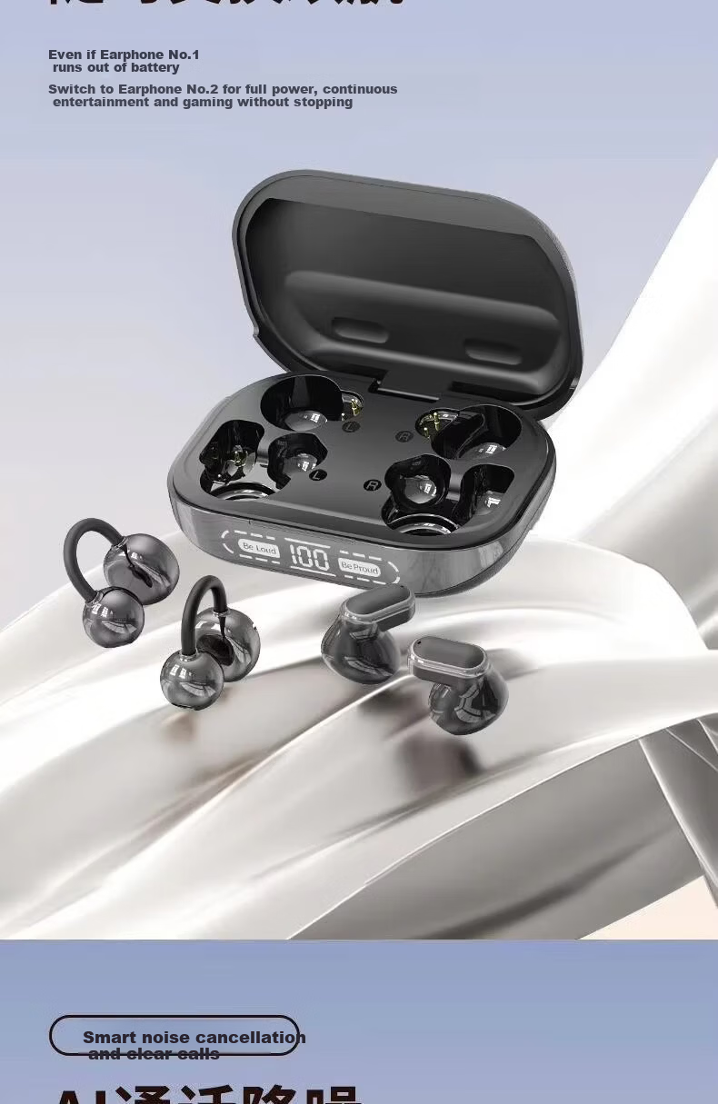 Zhiguozhe Four-Ear Bluetooth Earphones 2026 Latest Clip-On Short Stem Semi-In-Ear Wireless Long Battery Life Sports Running Cycling Comfortable Wear 16