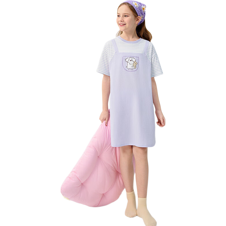 BALABALA Girls' Nightgown Children's Loungewear Summer Air Conditioning Dress [Miiichan IP] 208225171002