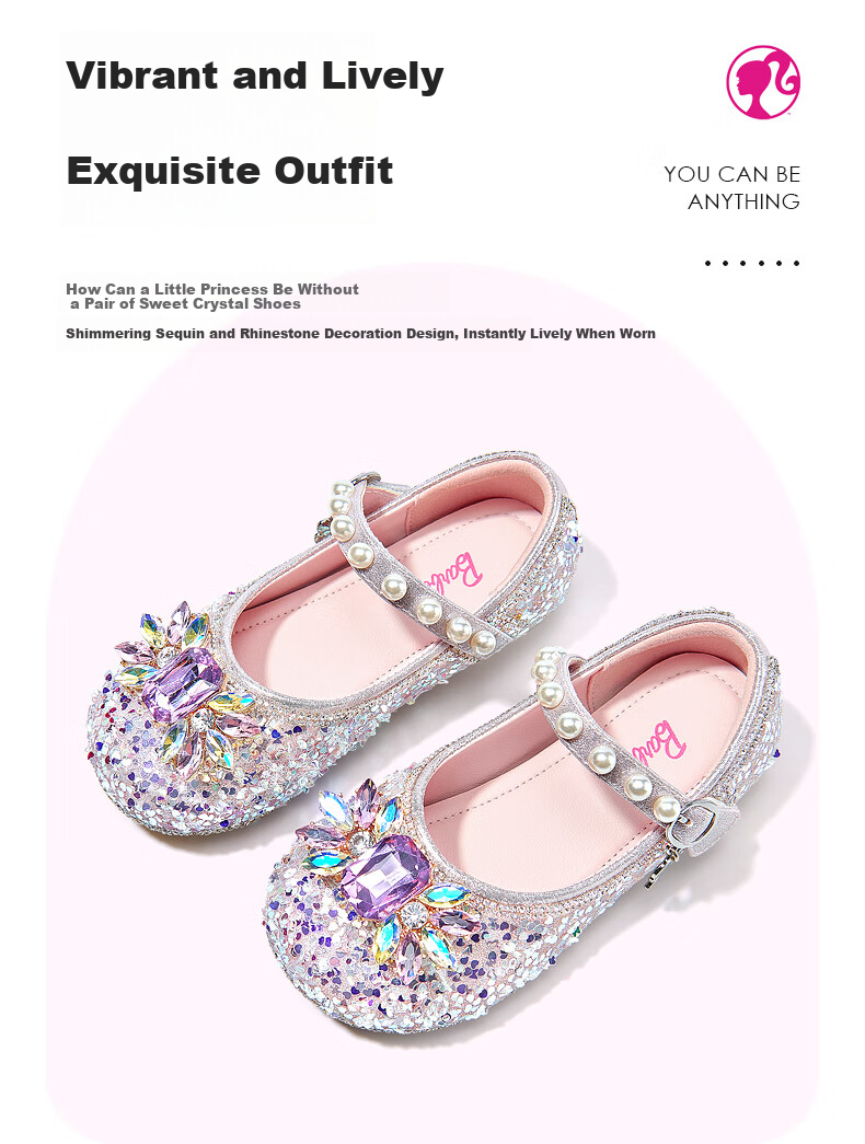 Barbie Girls Summer Crystal Princess Cutout Leather Fashion Sandals DA6809 Light Purple Size 30 2