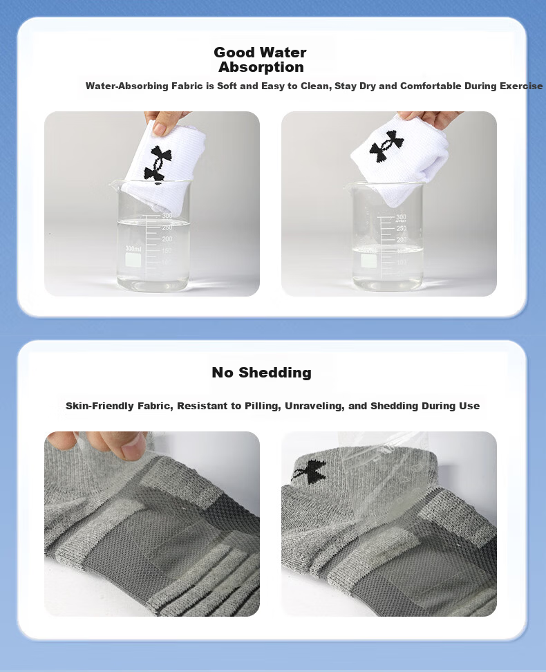 Under Armour Sports Socks [3 Pairs] Running Basketball Badminton Marathon Low-Cut Non-Slip Cotton Socks White L 26