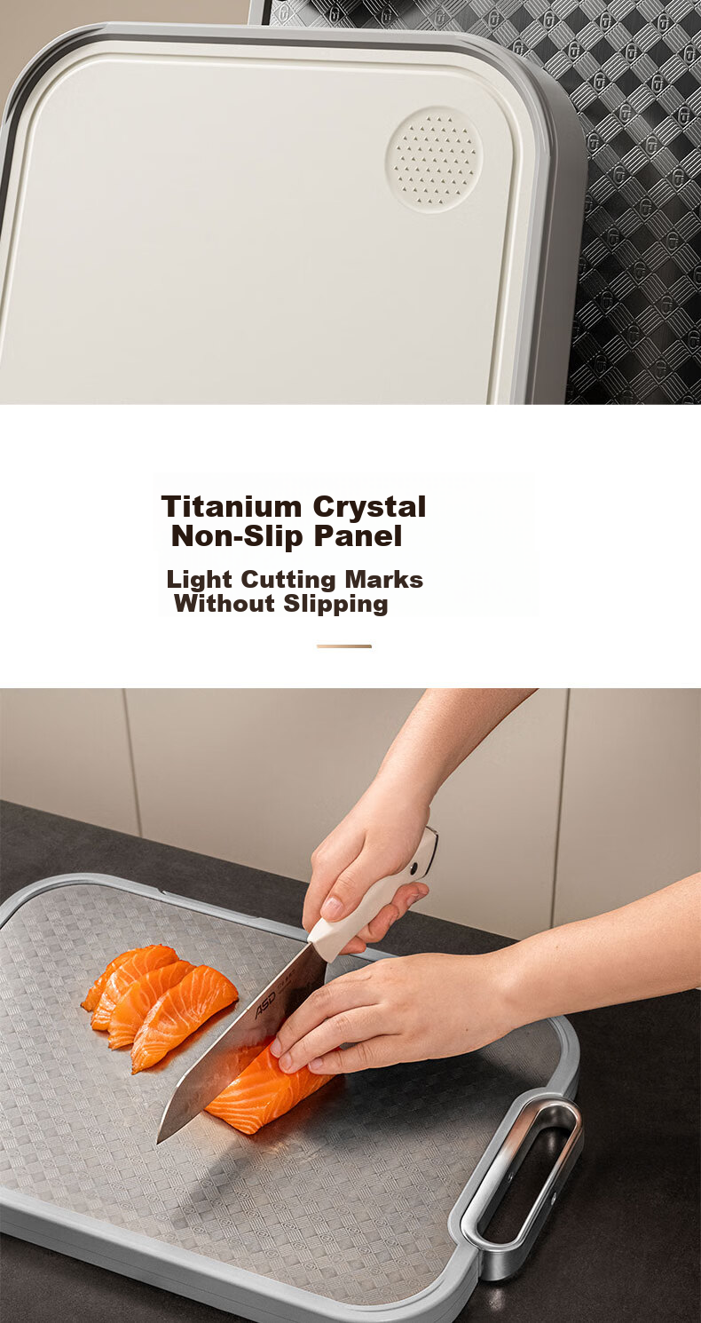 ASD Titanium Enjoy Series Double-Sided Cutting Board, Double-Sided Mold-Resistant Titanium + Antibacterial PP, 28cm 8