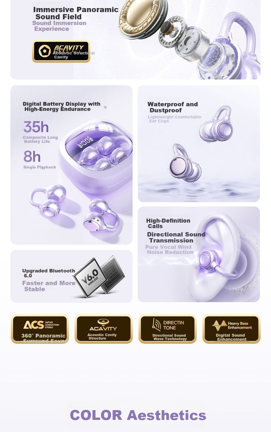 Chuangu 2026 Latest Berlin Sound Bone Conduction Bluetooth Earclip Wireless Open Sport Running Long Battery Life Non-In-Ear Comfortable Wear 2