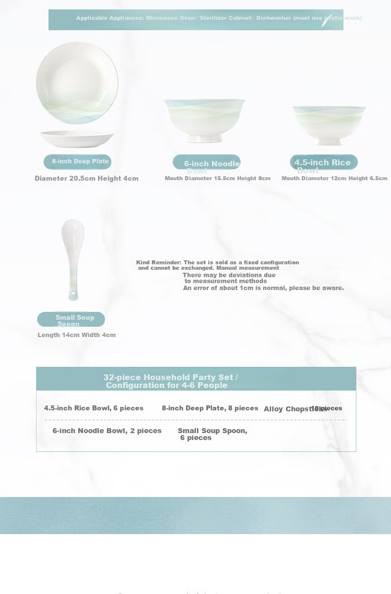 NINE CRANES Ceramic Tableware Set Home Use Jingdezhen Modern Simple Bowls and Plates Couple Full Set 5