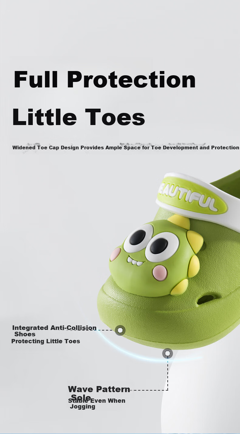 OUYUN Kids Slippers Clogs Baby Summer Non-Slip Indoor Bath Shoes Rhine Dinosaur Size 18 13