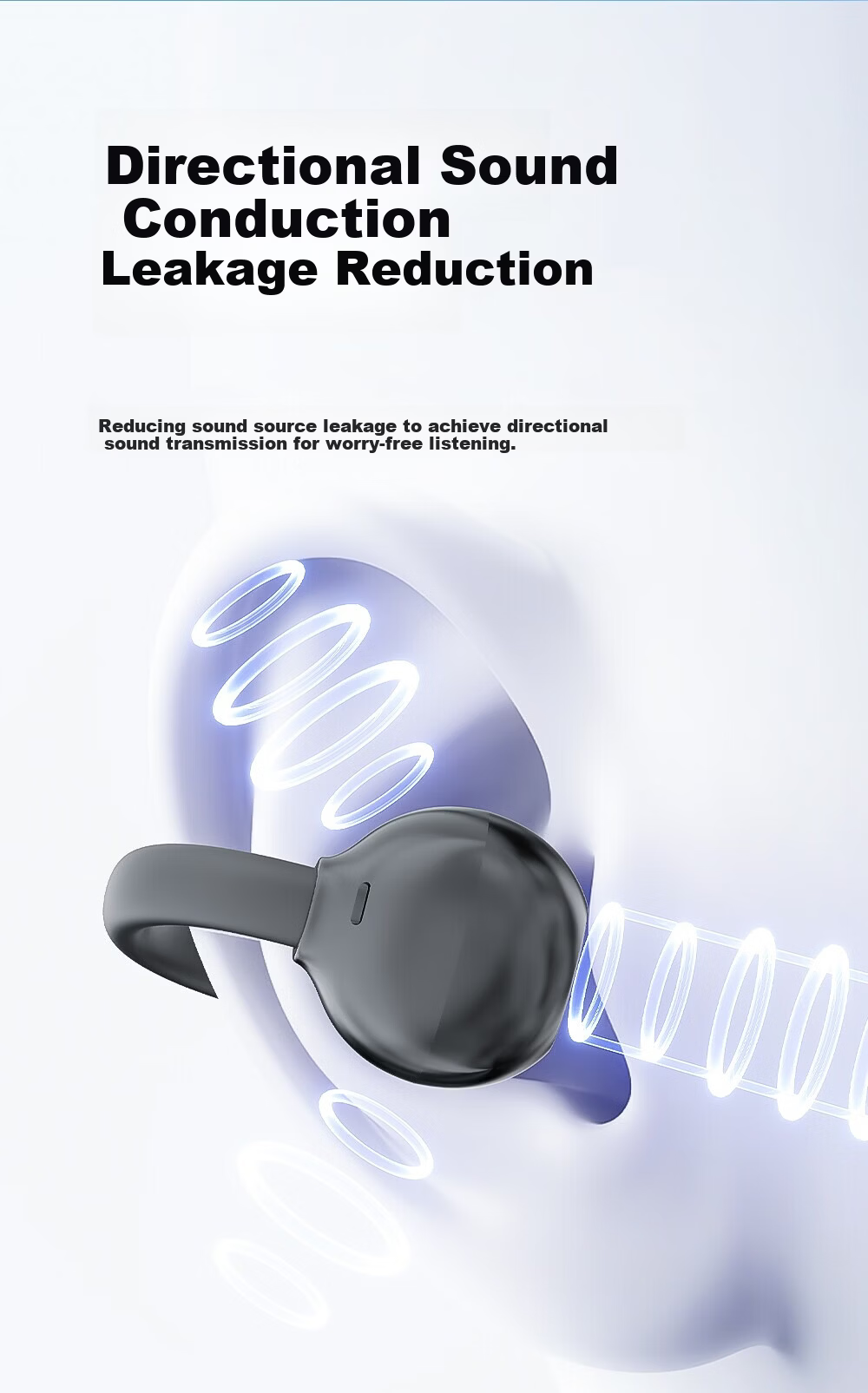 EZHK Wired Clip-On Type-C Earphones Noise Cancelling Non-In-Ear Earbuds Compatible with Apple Huawei Honor Xiaomi 9