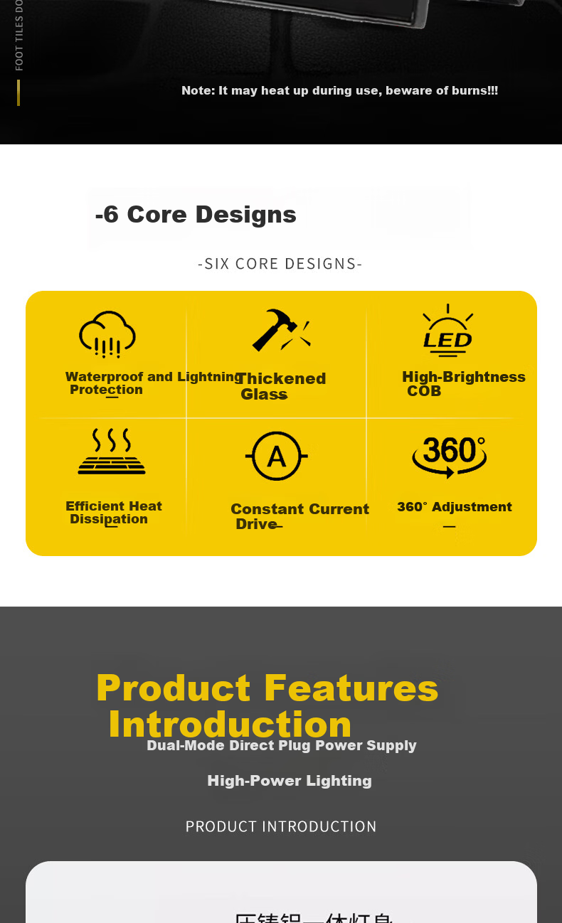 Thermarest LED Floodlight Outdoor Lighting Super Bright Spotlight Worksite Stadium Portable Wired 220V Plug-in Work Light 2