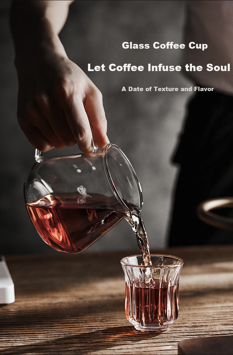 Bincoo Hand Brewed Coffee Glass Vintage Dirty Coffee Cup Australian White Cup Espresso Cup - Transparent 240ml 5