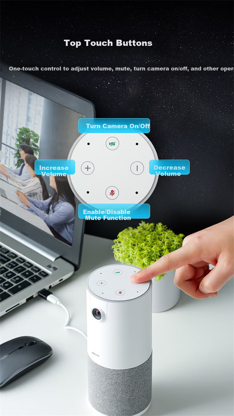 Hamedal C20 All-in-One Audio and Video Conference Camera with Omnidirectional Microphone, HD Wide-Angle Office Meeting Pickup Speaker, Amplified Microphone Speaker System Device 12