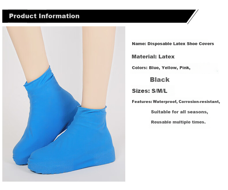 Travel Jiajialin Adult High-Cut Rain Shoe Covers 7 Pairs Set 3