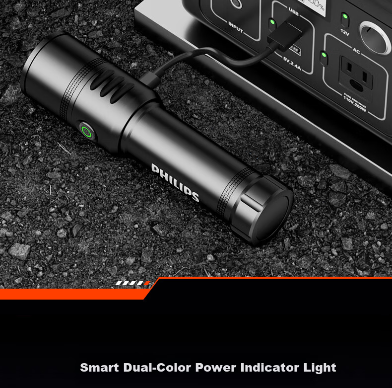 PHILIPS Portable Rechargeable High-Brightness Flashlight Long Battery Life 200000 Outdoor Home Use Compact Lumens Bike Light 2508 13