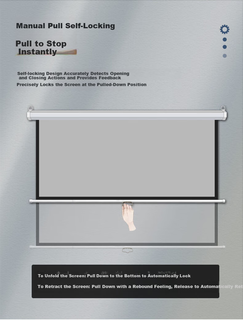 Ganyi HD Manual Self-Locking Projection Screen White Fiberglass C100 100-inch 16:9 for Home Office Education Hidden Ceiling Wall Mount Compatible with XGIMI, JmGO, Dangbei, Epson 3