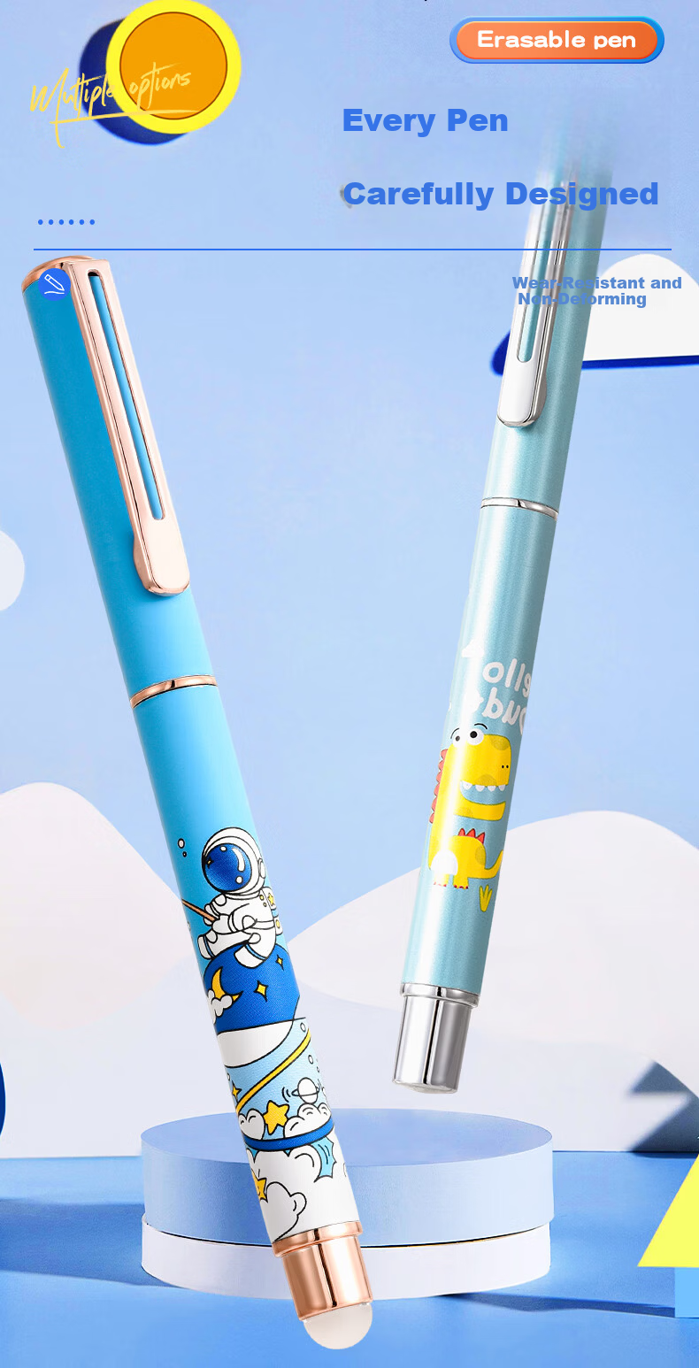 Luoshi [Student Birthday Gift], Exam-Specific Fountain Pen, Erasable Thermal Paper, Ergonomic Design for Primary School Students, High-Quality Metal Pen for Third Grade, Replaceable Ink Cartridge, Astronaut Design, 6 Pens Per Set 7