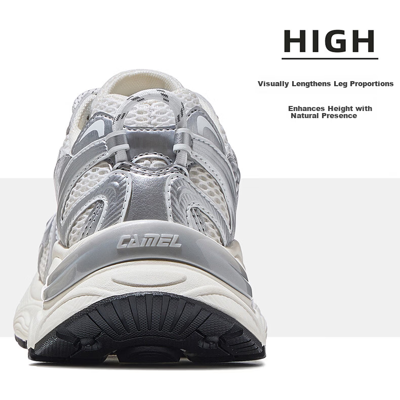 CAMEL Galaxy 2nd Generation Women's Sports Shoes Breathable Casual Thick-Soled Dad Sneakers K26B30L4023 Ivory White/Grey Size 38 9