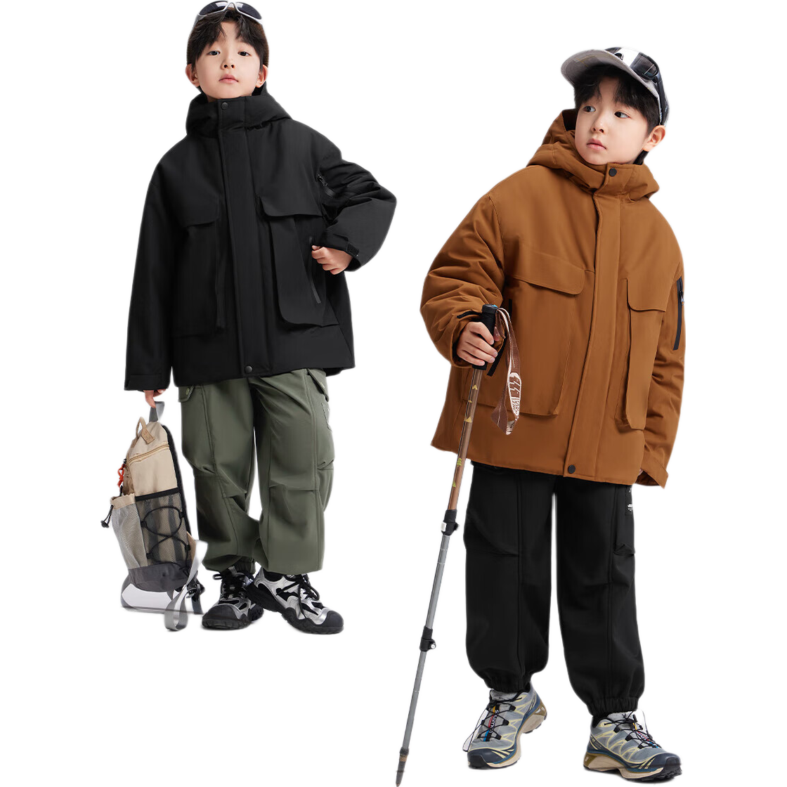 Zuo Xi Boys' Kids' Cotton-Padded Jacket 2025 New Thickened Fleece-Lined Outerwear Black 160