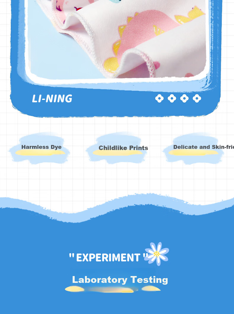 Li-Ning Children's Swimsuit, One-Piece Dress Style for Girls, Comfortable Square-Leg Design, Quick-Drying, Suitable for Swimming, Beach, And Hot Springs 9