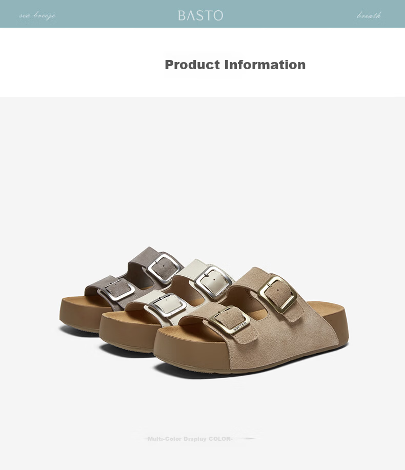 BASTO 26 Summer Birk Shoes Casual Outdoor Retro Women's Shoes W2957BT6 Beige Size 38 4