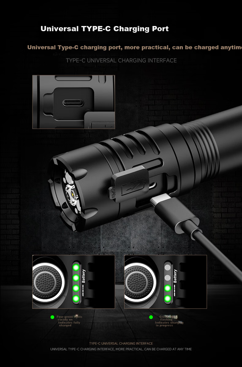 PHILIPS High-Power Flashlight Long Battery Life Outdoor Survival Ultra-Bright Military Long-Range Portable 200000 Lumens 11