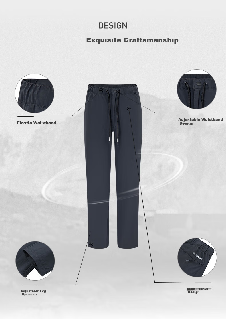 Columbia Men's Outdoor UPF50 Sun Protection Water-Repellent Quick-Dry Slim Hiking Pants AE3493 3