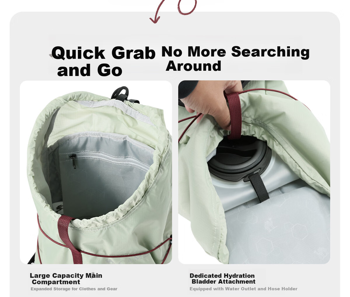 CAMEL Lightweight Hiking Backpack Outdoor Hiking Lightweight Double Shoulder Bag Travel Backpack Climbing Cycling Bag Travel School Bag 9028 8