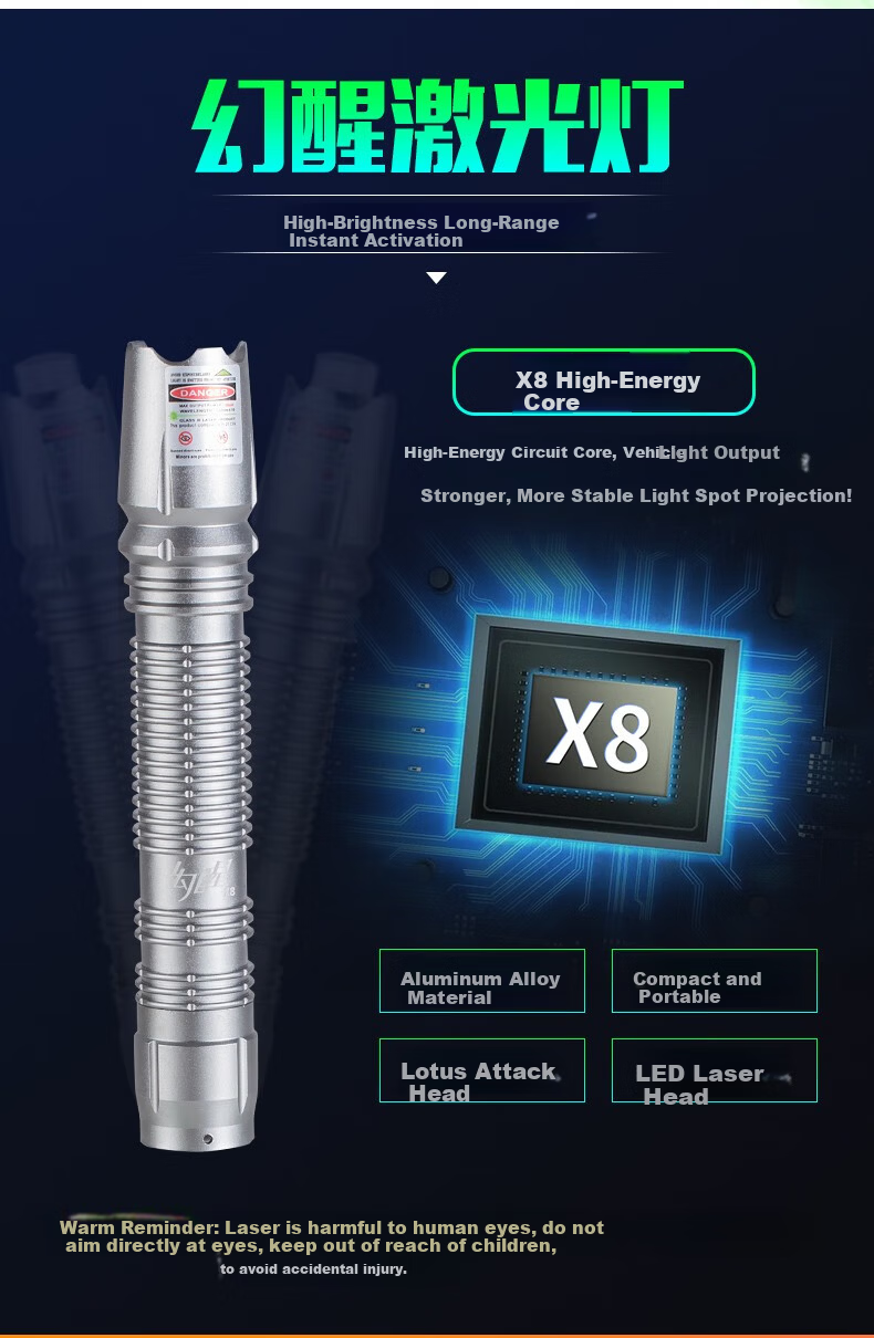 Huanxing High-Power Laser Green Light 8000m Long-Distance Pointer for Real Estate Model Outdoor Self-Defense Trainer Tour Guide Starry Sky Pen 2