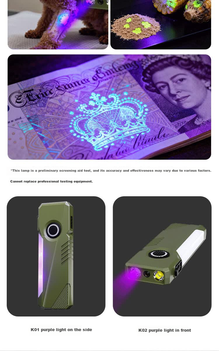 Cavalry High-Power Multifunctional Portable Flashlight Laser UV Long Battery Life Side Light EDC Slim Lightweight Magnetic Work Light 11