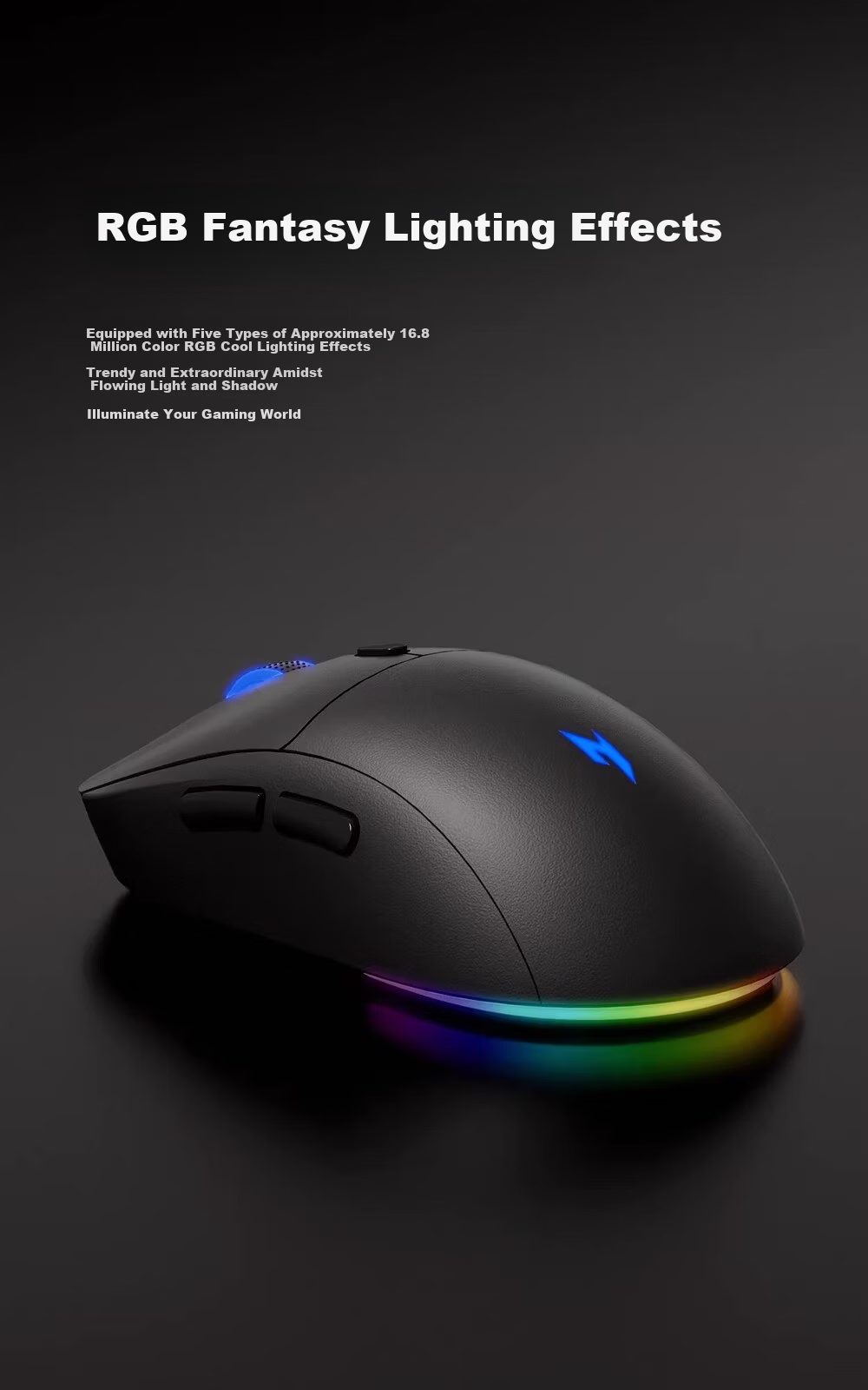 Acer Three-Mode Gaming Mouse RGB Lighting Silent Click Rechargeable Wireless Bluetooth Wired Ergonomic OMR319 Rose Red 7