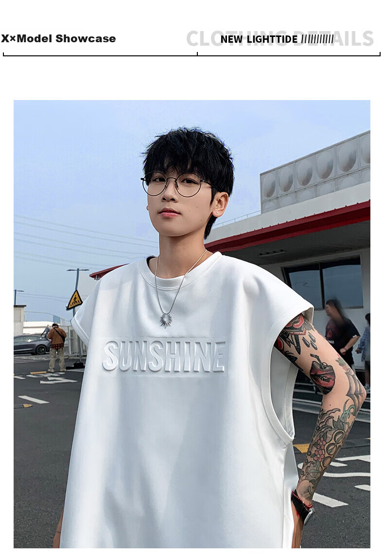 Zofili Men's Summer Letter Steel Stamp Loose Casual Versatile Sleeveless T-Shirt Youth Trendy Sports Vest Tank Top 4