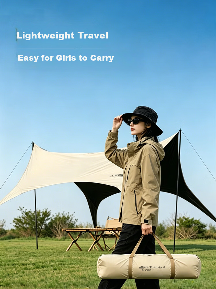 Buzhihuangye Camping Tent Canopy, Outdoor Camping Rain Shelter, Eaves, Rain Protection, Sun Protection, Portable Sunshade 10