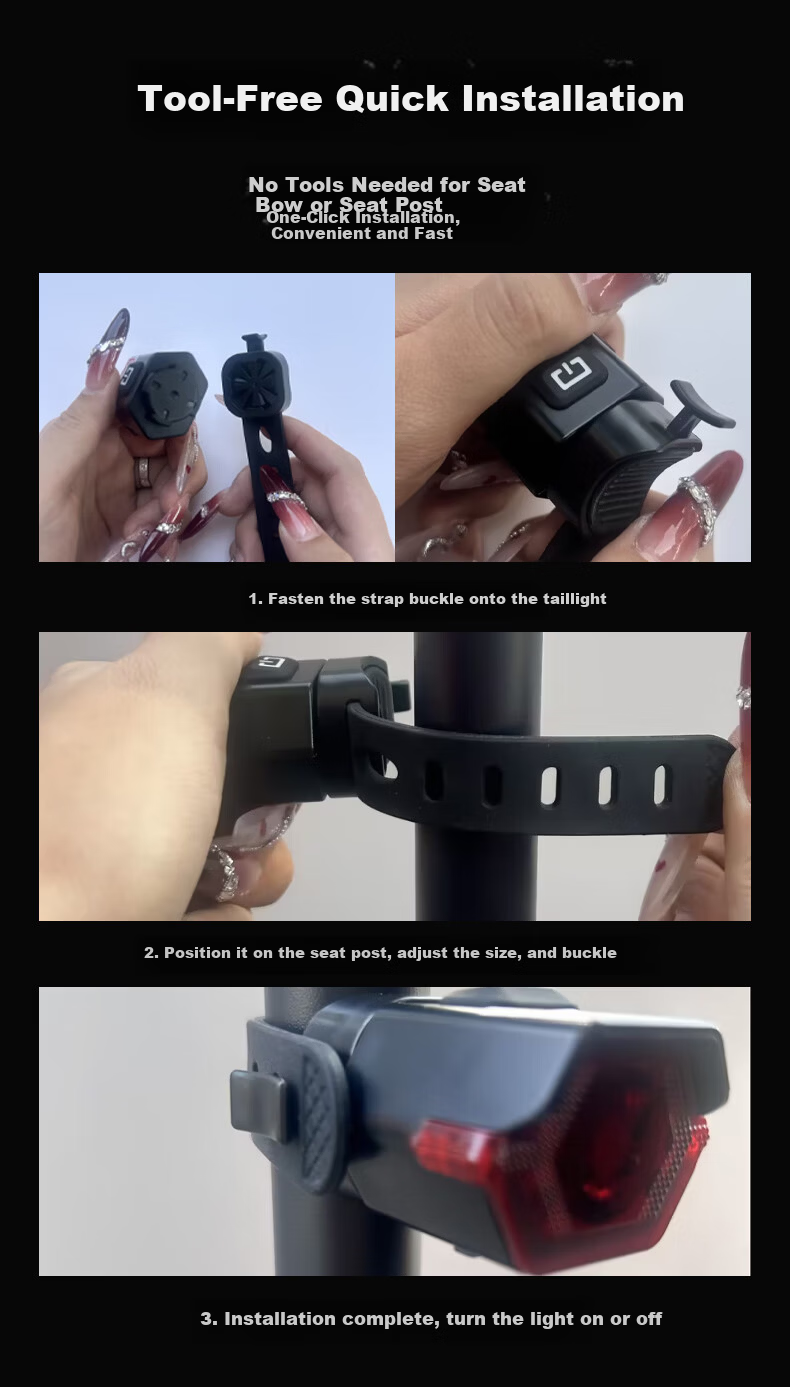 AUX Bicycle Light Mountain Road Bike Tail Light Multi-Mode Adjustable Rechargeable Night Riding Accessory 8