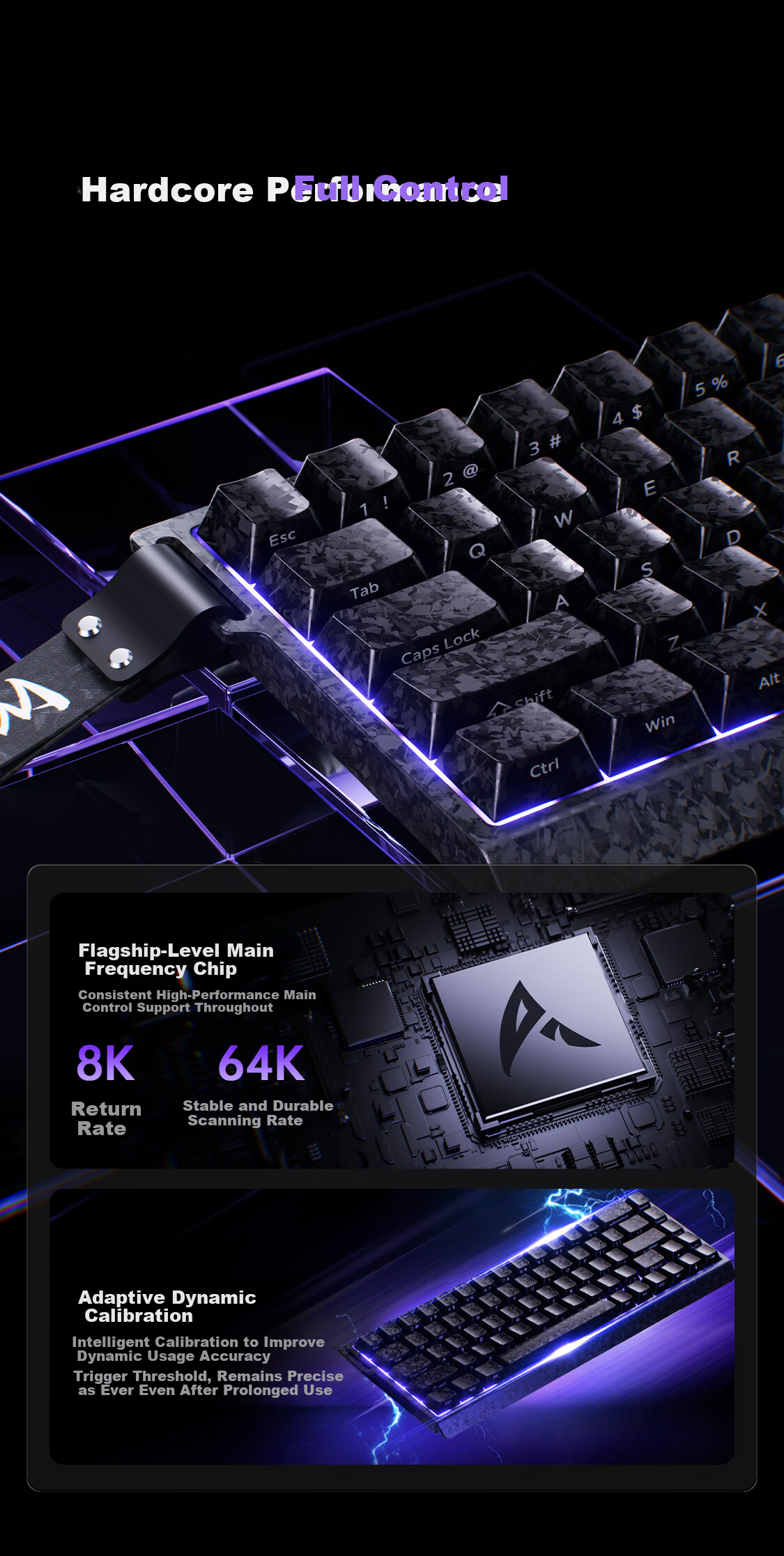 AUSDOM Z68T Carbon Texture Magnetic Shaft Keyboard RT Custom Low Latency Mechanical Keyboard Gaming Wired 68-Key Hot-Swappable FPS Valorant Cloud Magnetic Shaft - Black Carbon 5