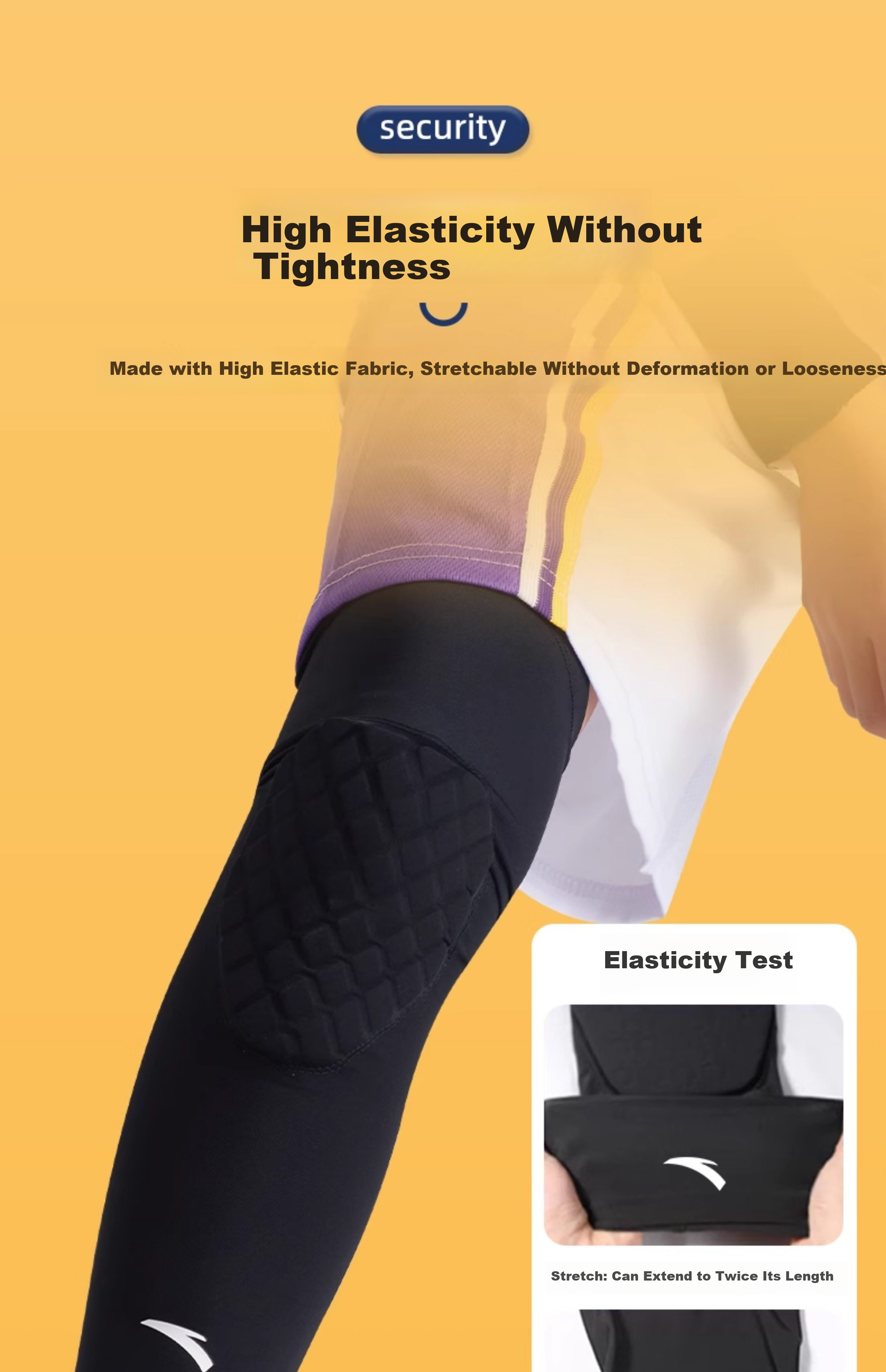 Anta Kids Honeycomb Knee Pads Basketball Protective Sports Collision Youth Professional Knee Sleeves Running Elbow Guards Equipment XS 10